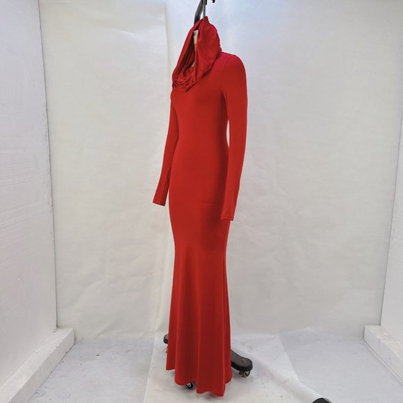 Cherry Blossom Slim Fit Hood Long Sleeve Dress - Picture 4 of 5